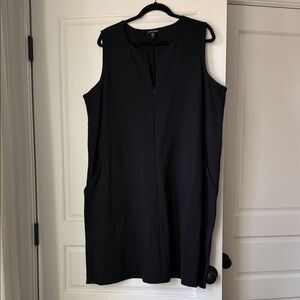 Eileen Fisher Organic Cotton Black Sleeveless Dress with Pockets